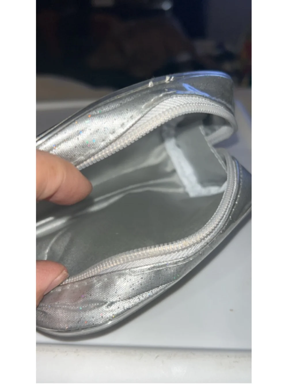 Women's i.CHI Silver Glitter Cosmetic Bag One Size